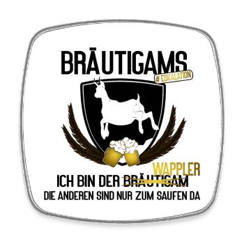 Bräutigam JGA Männer Saufen Humor, bräutigams - Viereckiger Kühlschrankmagnet - Weiß - Vorne