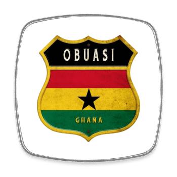 Design du drapeau d'Obuasi, Ghana - Magnet carré - blanc - Devant