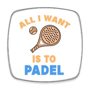 Padel Statement Padel Game Players Rackets Balls - Square fridge magnet - white - Front