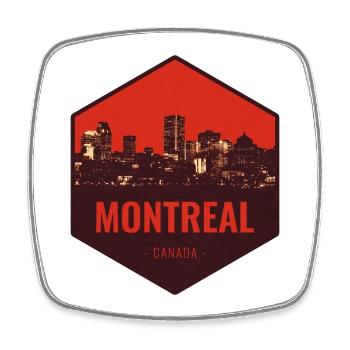 Montreal Skyline Rot - Viereckiger Kühlschrankmagnet - Weiß - Vorne