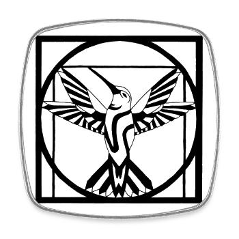 Vitruvian black bird - Square fridge magnet - white - Front