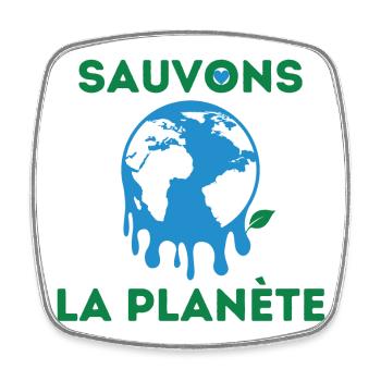 Sauvons la planète ! Sauver planète. Sauver Terre. - Magnet carré - blanc - Devant