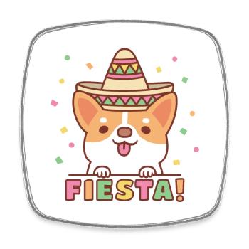 Mignon Corgi appréciant la fête de Cino de Mayo - Magnet carré - blanc - Devant