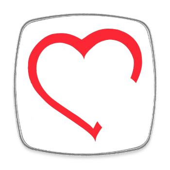 Red heart with white dogs paw. Dog # - Square fridge magnet - white - Front