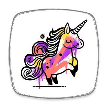 Licorne fantaisiste avec Splash Art - Magnet carré - blanc - Devant