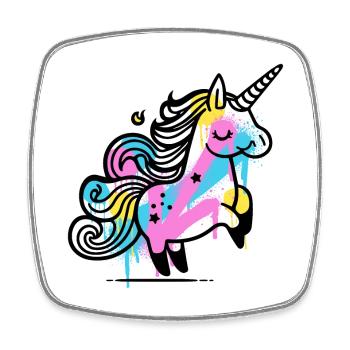 Illustration de licorne éclaboussure colorée - Magnet carré - blanc - Devant