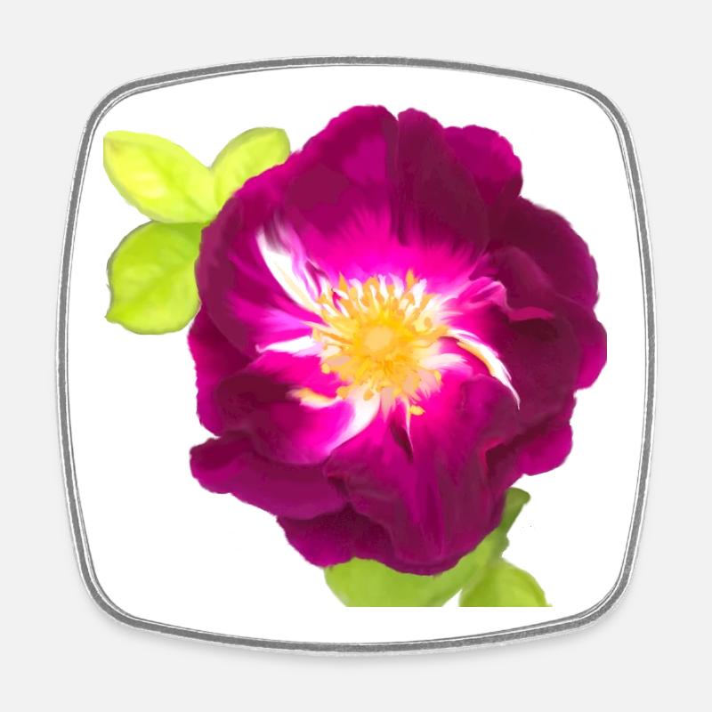 Rose violette - peinture - Magnet carré - blanc