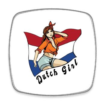 Motif de drapeau néerlandais pour fille - Magnet carré - blanc - Devant