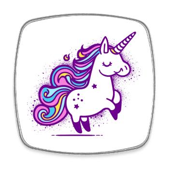 Whimsical Rainbow Unicorn Design - Square fridge magnet - white - Front