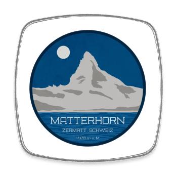 Matterhorn Zermatt graphic with altitude - Square fridge magnet - white - Front