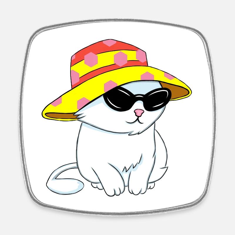 Beach-style kitten - Square fridge magnet - white