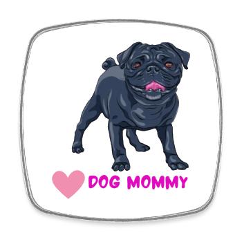 Dog Mommy – Süßes Mops Motiv - Viereckiger Kühlschrankmagnet - Weiß - Vorne