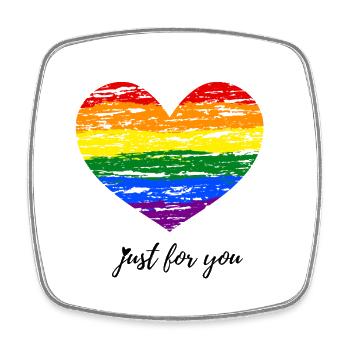 Rainbow Heart in Vintage Pride Style Short Description - Square fridge magnet - white - Front