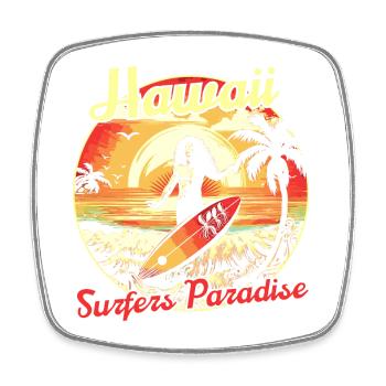 Hawaii Surfers Paradise - Magnet carré - blanc - Devant