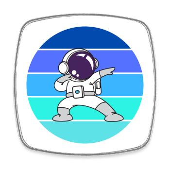 astronaute, spaceman, fusée - Magnet carré - blanc - Devant