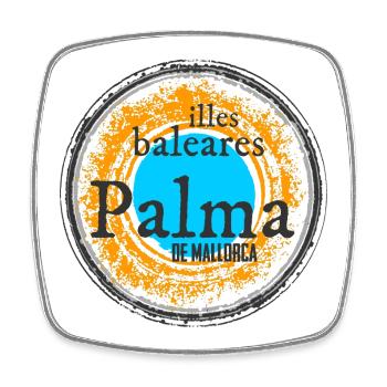 Balearen Insel Palmen Illustration - Palma  - Viereckiger Kühlschrankmagnet - Weiß - Vorne