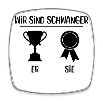 Familienglück Schwangerschaft Schwanger Statement - Viereckiger Kühlschrankmagnet - Weiß - Vorne