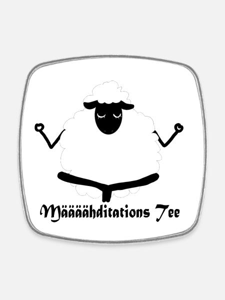 Määäähditations Tee - Viereckiger Kühlschrankmagnet - Weiß
