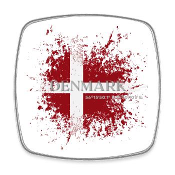 Drapeau du Danemark grunge, fierté danoise - Magnet carré - blanc - Devant