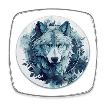 Mystischer Wolf im Mondlicht - Viereckiger Kühlschrankmagnet - Weiß - Vorne