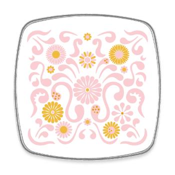 Blumenfest l rosa und gelb - Viereckiger Kühlschrankmagnet - Weiß - Vorne