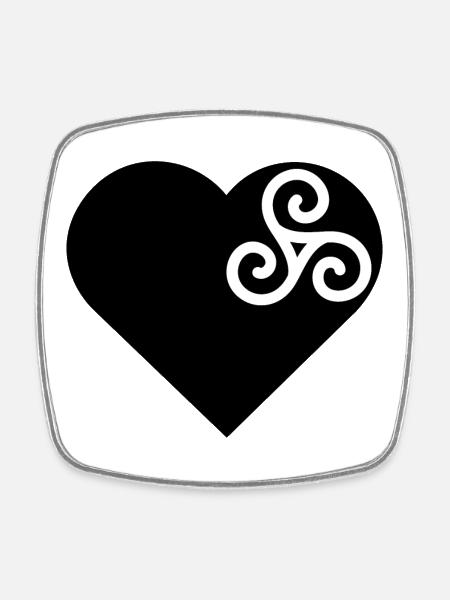 Amour de la Bretagne. Coeur et triskell. - Magnet carré - blanc