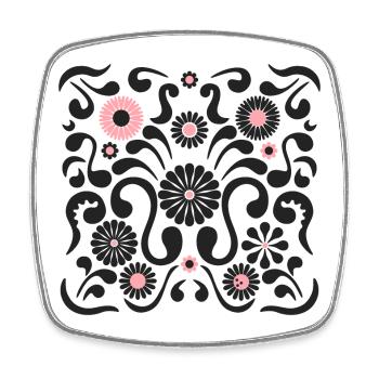 Flower Festival L Schwarz und Pink - Viereckiger Kühlschrankmagnet - Weiß - Vorne