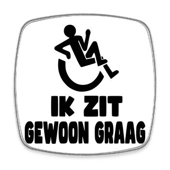 J’aime juste m’asseoir. Humour en fauteuil roulant * - Magnet carré - blanc - Devant