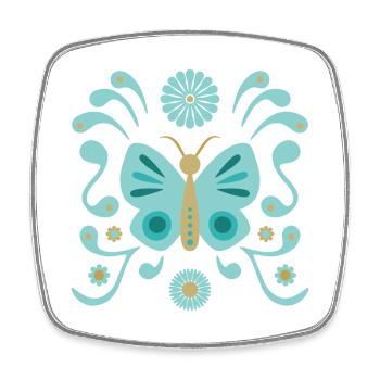 Boho Butterfly L Blau und Gold - Viereckiger Kühlschrankmagnet - Weiß - Vorne