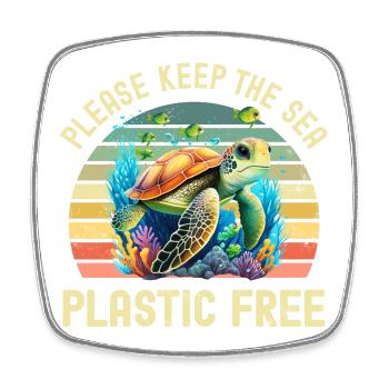 Sea Turtle Environmental Protection - Square fridge magnet - white - Front