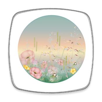 prairie délicatement fleurie aux couleurs pastel au printemps - Magnet carré - blanc - Devant