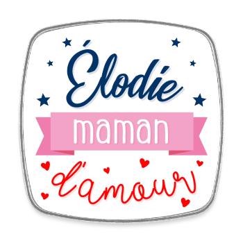 ÉLODIE MAMAN D'AMOUR - Tshirt femme - Magnet carré - blanc - Devant