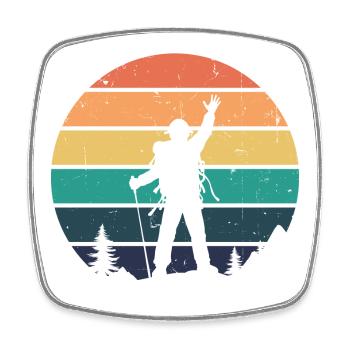Glacier Hiking Hiker Hike Mountain Peaks - Square fridge magnet - white - Front
