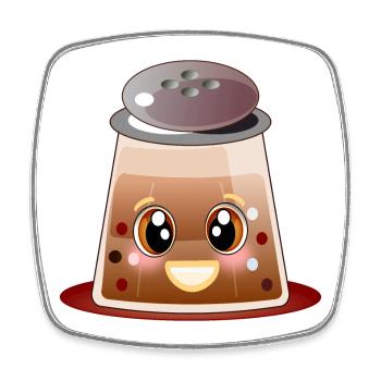Kawaii Pfeffer - Pfefferkörner - Pfefferstreuer - Viereckiger Kühlschrankmagnet - Weiß - Vorne
