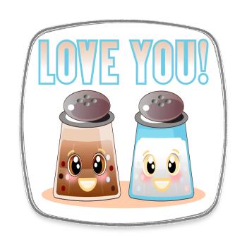 PEPPER SALT STREUER - LOVE YOU - LUSTIGES ZITAT - Viereckiger Kühlschrankmagnet - Weiß - Vorne