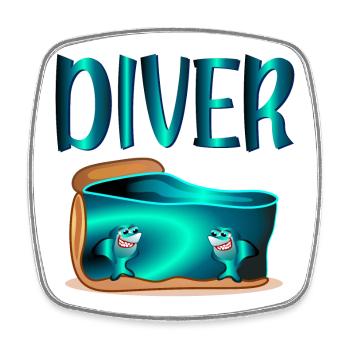 Scuba Diving - SHARKS CAKE - Square fridge magnet - white - Front
