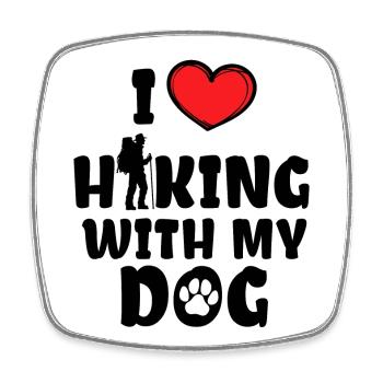 I Love Hiking Heart Statement Mountaineering Nature - Square fridge magnet - white - Front