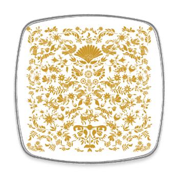 Golden ornamentation with ornament Otomi - Square fridge magnet - white - Front