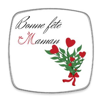 Bonne fête Maman. Fête des mères. Bouquet coeurs. - Magnet carré - blanc - Devant