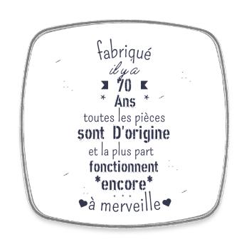 Fabriqué il y a 70 ans Cadeau Anniversaire Humour - Magnet carré - blanc - Devant