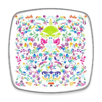 Des motifs animaux et végétaux vibrants. Otomi - Magnet carré - blanc - Devant