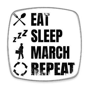 Eating, sleeping, drumming, repeating - Square fridge magnet - white - Front