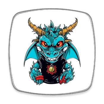 Dragon design with mystical scenery - Square fridge magnet - white - Front
