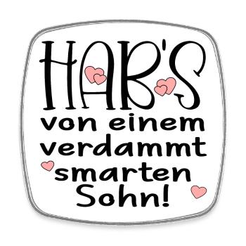 Familienspruch - Smarter Sohn ELTERN Geschenk - Viereckiger Kühlschrankmagnet - Weiß - Vorne