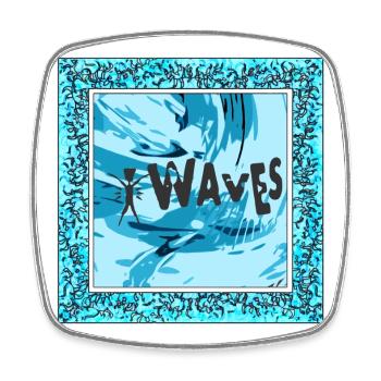 Art de vague vibrant en bleu - surfer design - Magnet carré - blanc - Devant