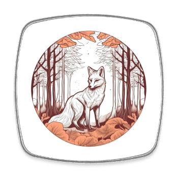 Fuchs im Herbstwald Illustration - Viereckiger Kühlschrankmagnet - Weiß - Vorne