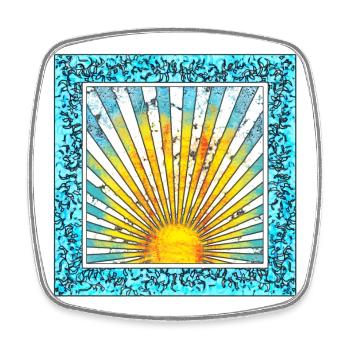 Sunrise with ray pattern - Mallorca Ibiza - Square fridge magnet - white - Front