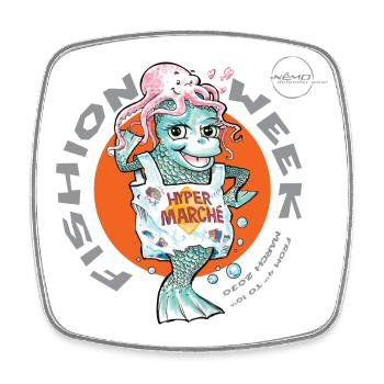 Fishion Week by . Nemo - Square fridge magnet - white - Front