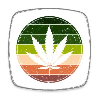 Retro Rainbow Cannabis Runde - Viereckiger Kühlschrankmagnet - Weiß - Vorne