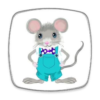 Cute and elegant little mouse - Square fridge magnet - white - Front